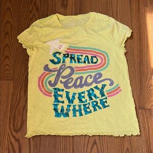 Peek Yellow and Pink Short Sleeve Tee with Retro Graphic